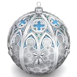 Серебряный елочный шар "Мадонна" с позолотой и эмалью